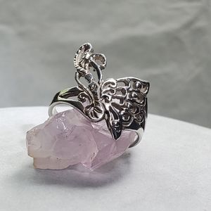925 Sterling Silver Filigree Fluttering Butterfly Ring